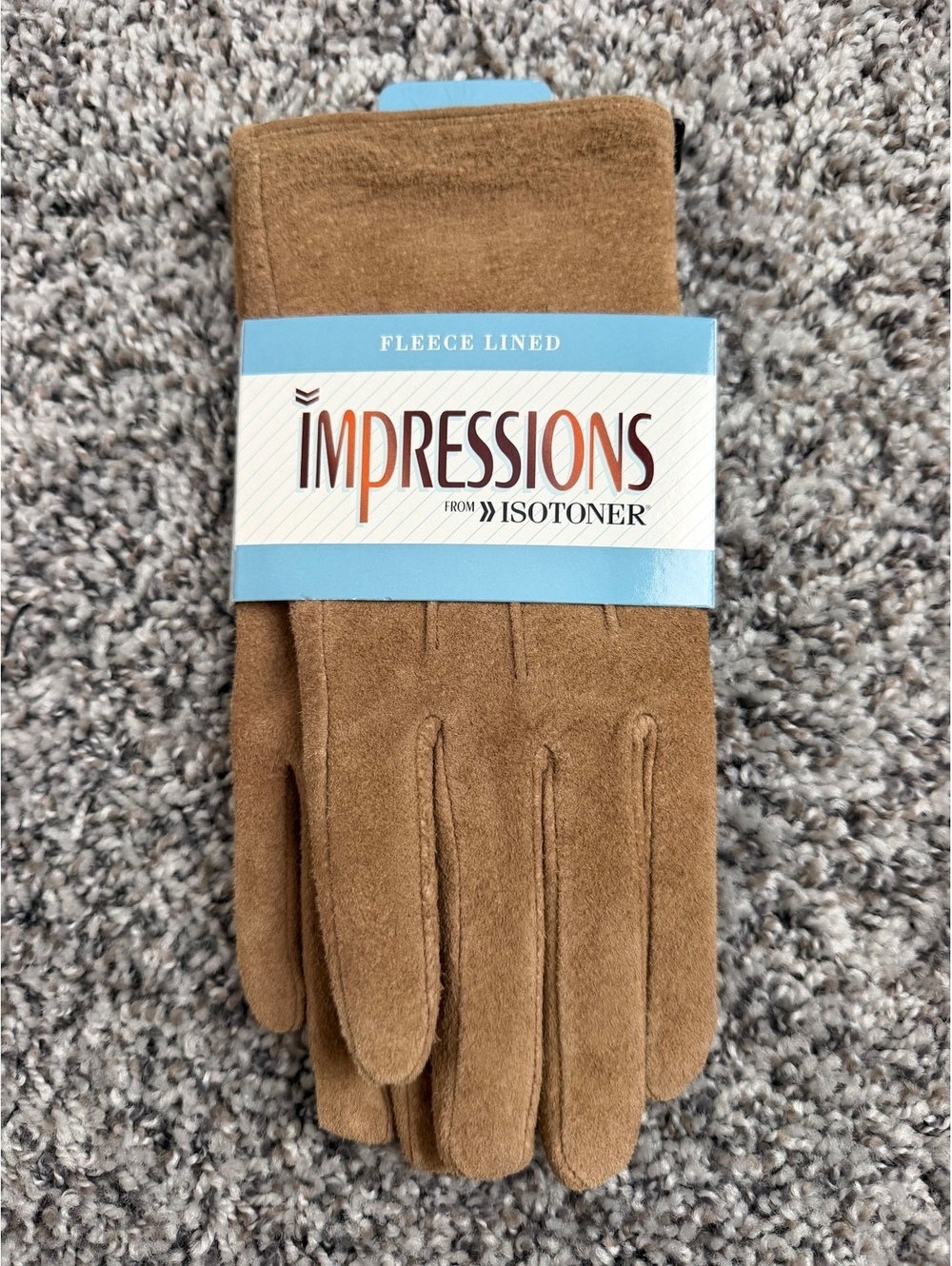 Impressions for Isotoner NWT Vintage Brown Suede Leather Fleece Lined Size Med
